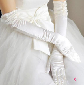 Wedding Lace Satin White Gloves - WeddingConfetti
