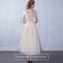 Load image into Gallery viewer, The Lynne Champagne Off Shoulder Gown - WeddingConfetti