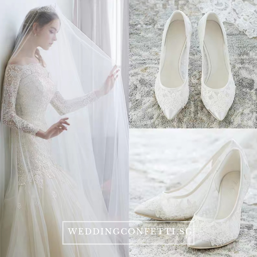 White lace 2025 pumps wedding