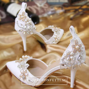 Wedding Floral Crystal Heels - WeddingConfetti