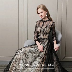 The Rhodella Black Long Sleeves Gown - WeddingConfetti