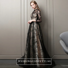 Load image into Gallery viewer, The Rhodella Black Long Sleeves Gown - WeddingConfetti