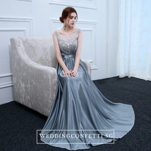 Load image into Gallery viewer, The Roxanna Grey Crystals Sleeveless Gown - WeddingConfetti