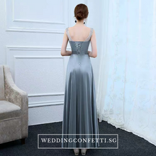 Load image into Gallery viewer, The Roxanna Grey Crystals Sleeveless Gown - WeddingConfetti
