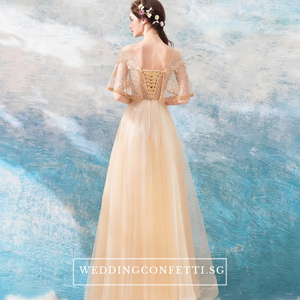 The Windermere Gold Flare Sleeves Gown - WeddingConfetti