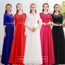 Load image into Gallery viewer, The Kistina Long Sleeves Royal Blue / White / Red / Fuchsia / Black Dress  (Available in 5 colours) - WeddingConfetti