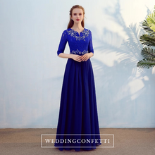 Load image into Gallery viewer, The Kistina Long Sleeves Royal Blue / White / Red / Fuchsia / Black Dress  (Available in 5 colours) - WeddingConfetti