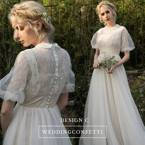The Alene Bohemian Puff Sleeves Wedding Gown - WeddingConfetti