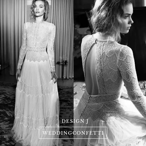 The Yolanda Bohemian Bridal Long Sleeves Gown - WeddingConfetti
