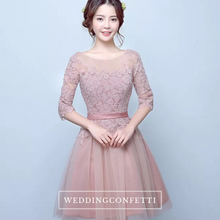 Load image into Gallery viewer, The Rosaelyn Pink lace Sleeves Short Evening Gown - WeddingConfetti