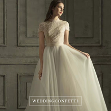 Load image into Gallery viewer, The Rossalie Wedding Bridal High Collar Gown - WeddingConfetti
