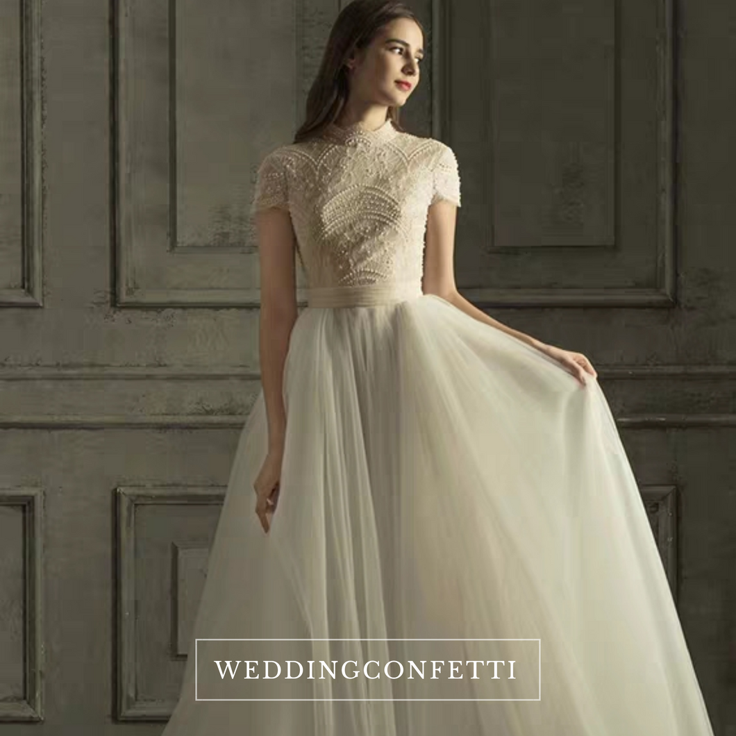 The Rossalie Wedding Bridal High Collar Gown - WeddingConfetti