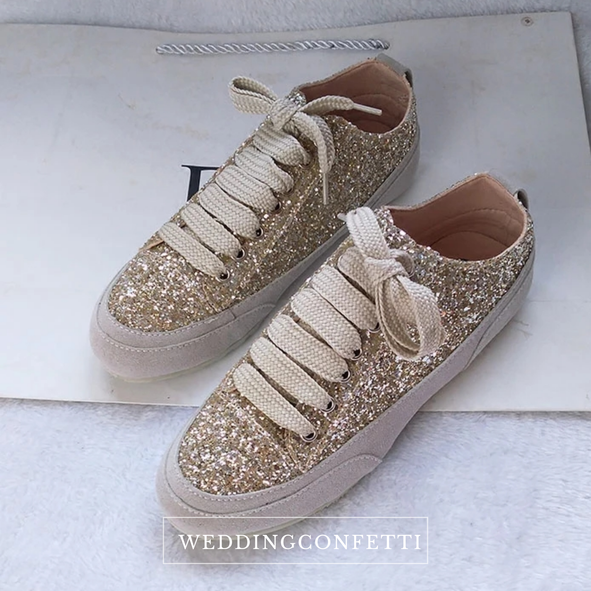 Mere end noget andet Drastisk dæmning Wedding Bridal Gold / Silver / Black Glitter Sneakers – WeddingConfetti