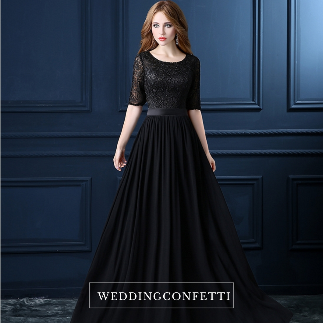The Georgio Black Long Sleeves Gown - WeddingConfetti
