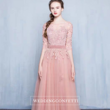 Load image into Gallery viewer, The Rosaelyn Pink lace Sleeves Long Evening Gown - WeddingConfetti