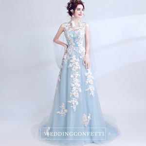 The Mikayla Allure Blue Sleeveless Gown - WeddingConfetti