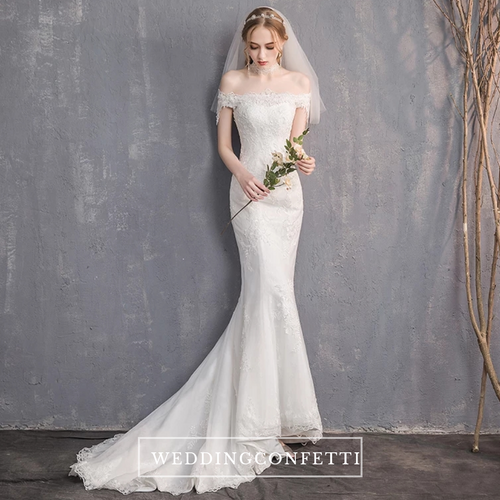 The Renalyda Wedding Bridal Lace Off Shoulder Gown - WeddingConfetti