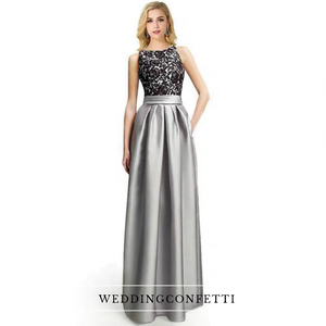 The Georgia Lace Black and Grey Evening Gown - WeddingConfetti