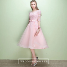 Load image into Gallery viewer, The Leanne Pink Illusion Lace Long Sleeves Dress - WeddingConfetti