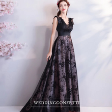 Load image into Gallery viewer, The Helena Sleeveless Black Gown - WeddingConfetti