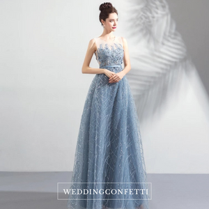 The Kera Blue Sleeveless Gown - WeddingConfetti