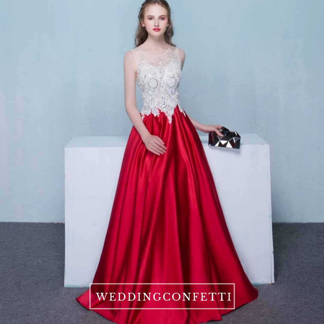 Red and sales silver evening gown