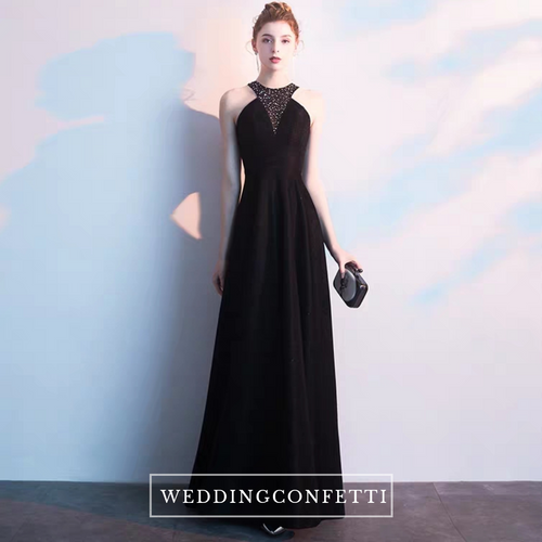 The Kazel Black Halter Gown - WeddingConfetti