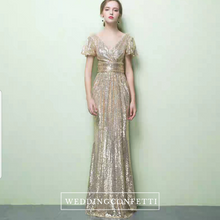 Load image into Gallery viewer, Greta Gold Glitter Dress - WeddingConfetti