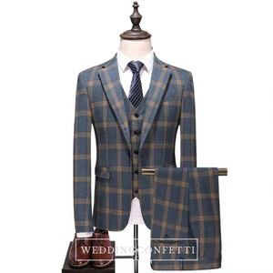 Checked 2025 coat suit