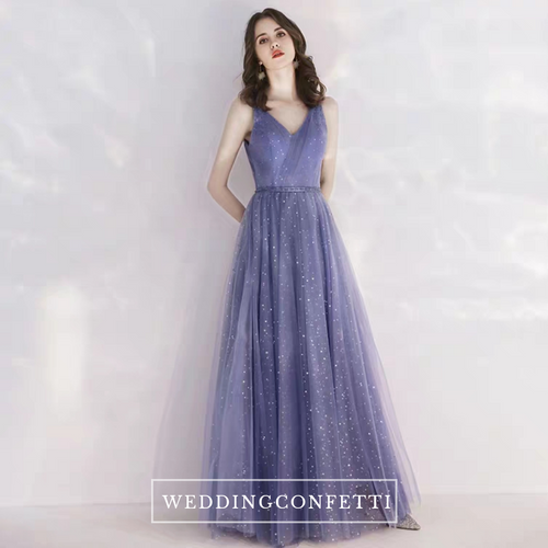 The Canopus Blue Sleeveless Star Gown - WeddingConfetti
