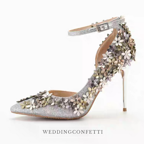 Wedding Bridal Floral Gold / Silver Heels - WeddingConfetti