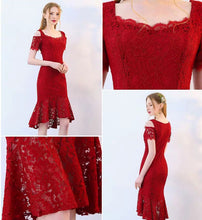 Load image into Gallery viewer, The Keridia Off Shoulder Black / Red Lace Dress (Available In 2 Colours) - WeddingConfetti