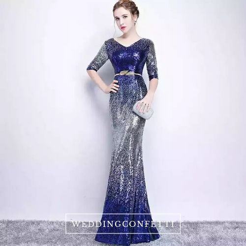 The Pandora Long Sleeves Glitter Sequins Yellow / Red / Blue Gown / Dress - WeddingConfetti