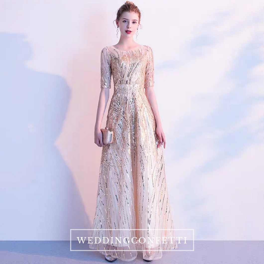 The Belle Long Sleeves Gold Gown - WeddingConfetti