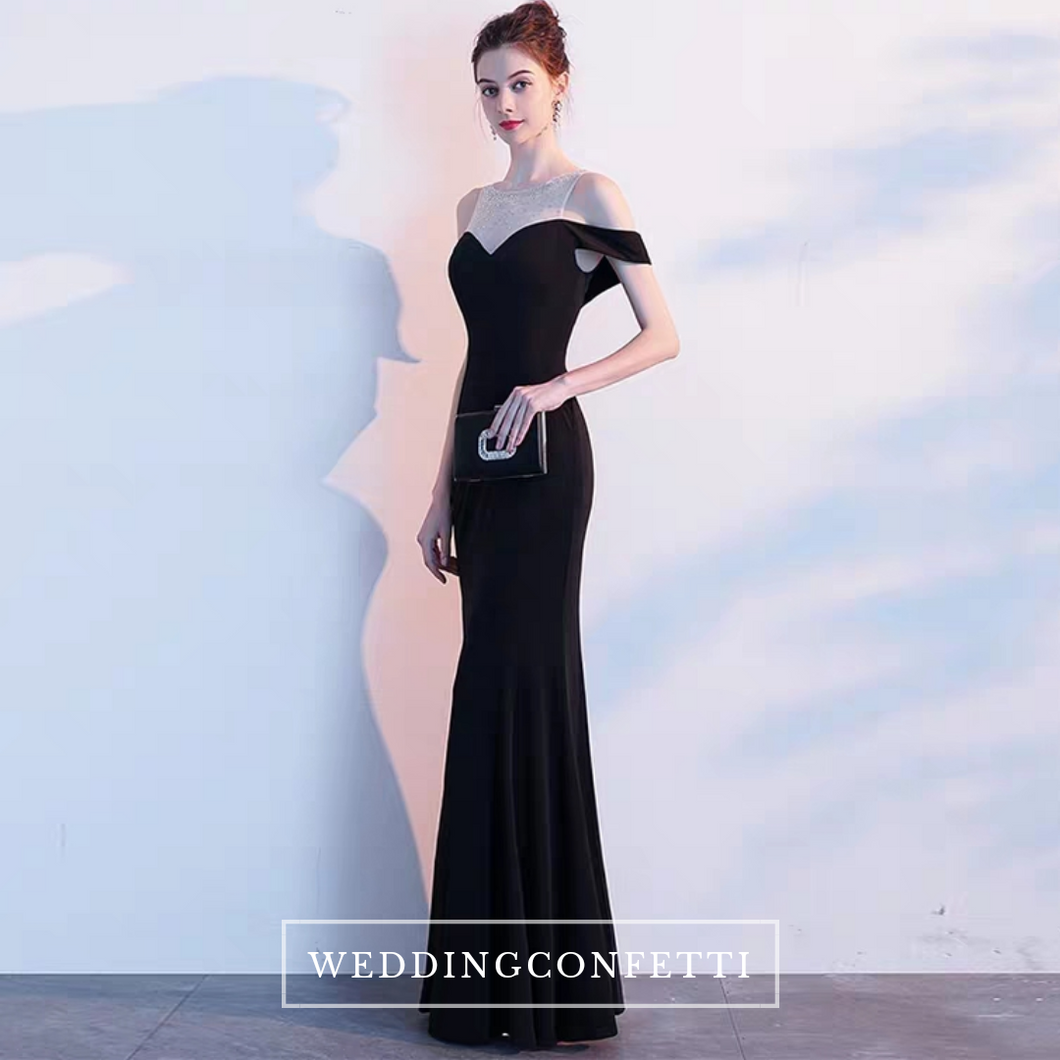 The Tiffanie Black Off Shoulder Gown - WeddingConfetti