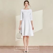 Load image into Gallery viewer, The Lisa Off White Short/Long Sleeves Round Neck Dress - WeddingConfetti