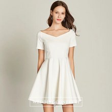 Load image into Gallery viewer, The Vichy White Off Shoulder Short Dress - WeddingConfetti