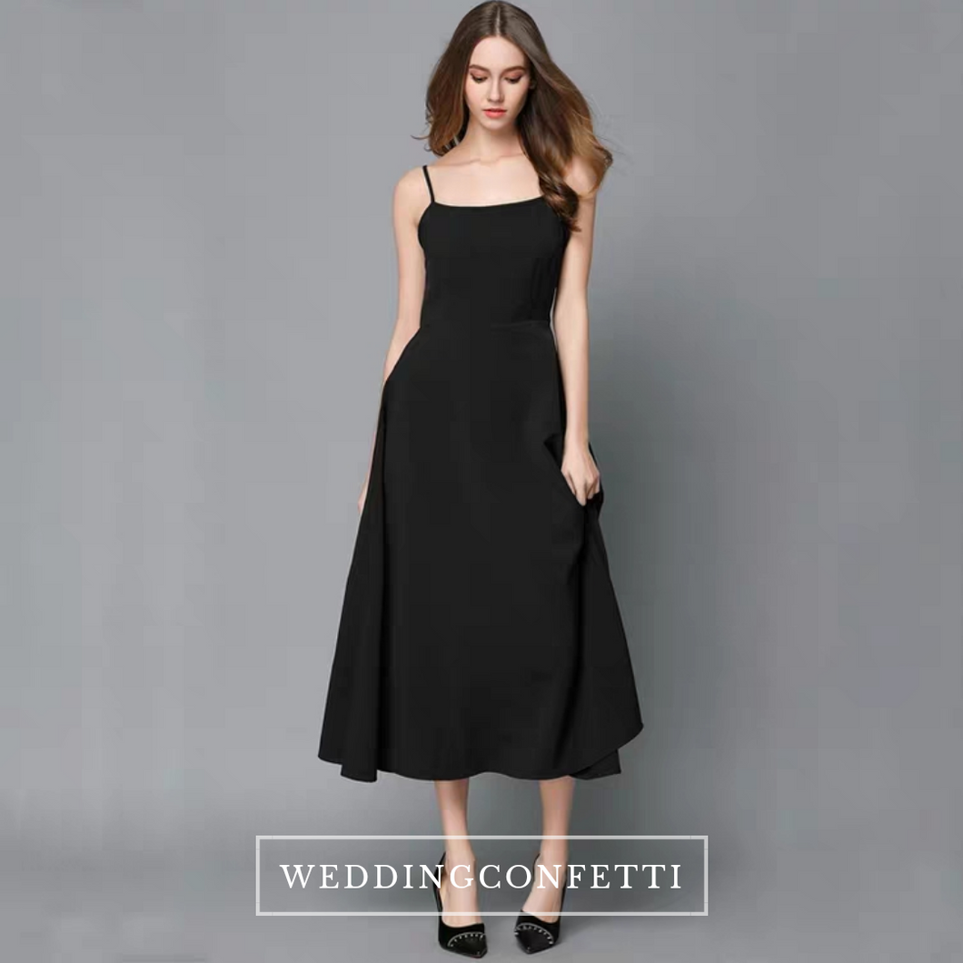 The Alex Sleeveless Midi Black Dress - WeddingConfetti