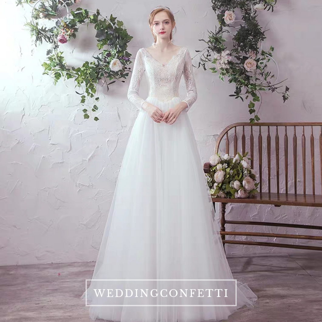 The Adrienne Wedding Bridal Long Sleeves Gown - WeddingConfetti