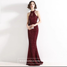 Load image into Gallery viewer, The Lilian Gold Sequined Halter Gown (Available in 2 colours) - WeddingConfetti