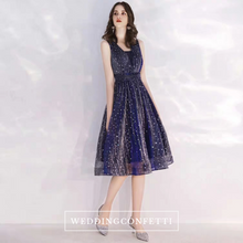Load image into Gallery viewer, The Aubrey Blue Sequined Sleeveless Dress - WeddingConfetti