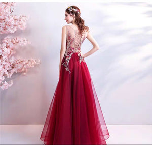 The Raureni Red Sleeveless Gown - WeddingConfetti