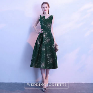 The Reneeta Blue / Green Toga Sleeveless Satin Dress - WeddingConfetti