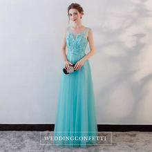Load image into Gallery viewer, The Olyesa Tiffany Blue Sleeveless Gown - WeddingConfetti