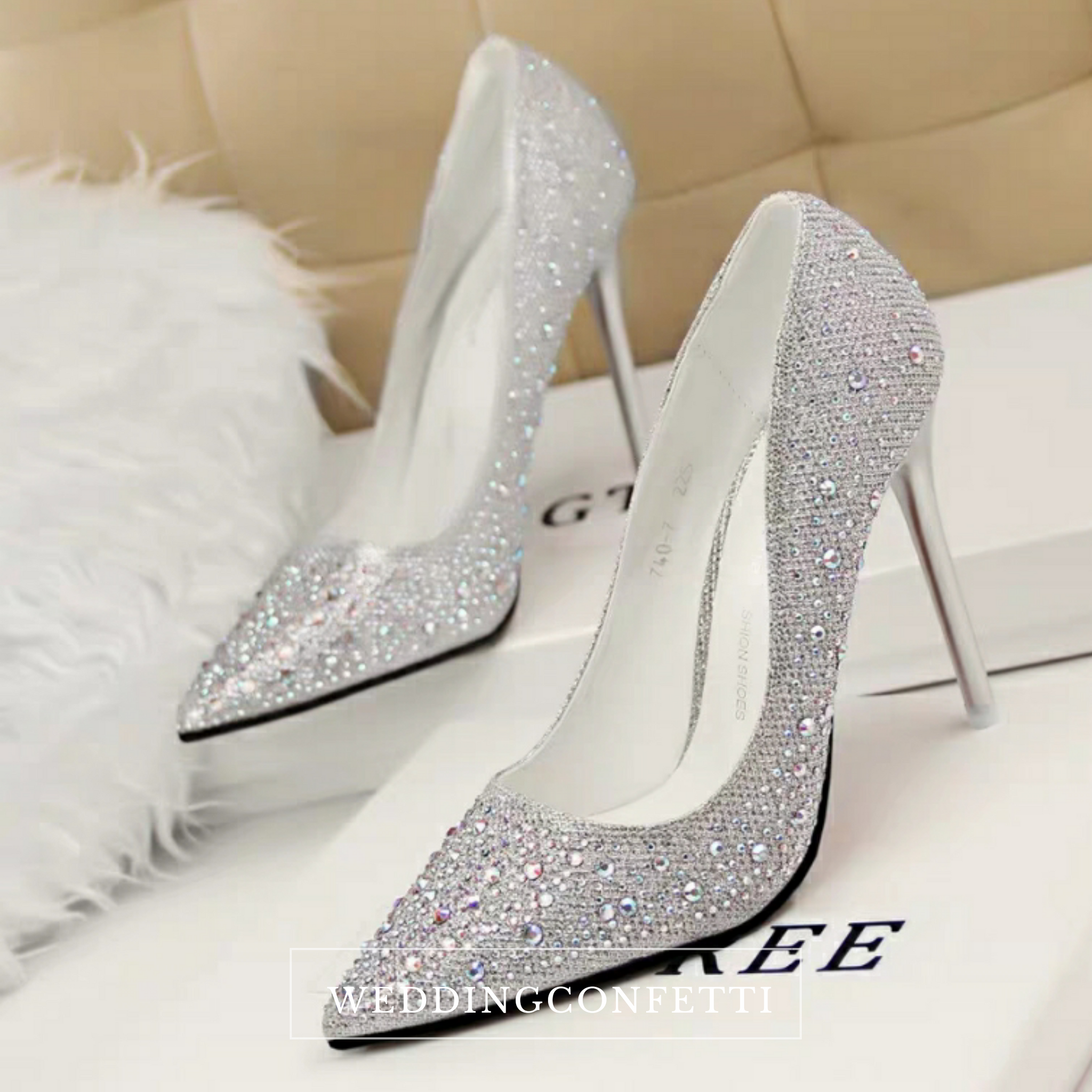 White glitter 2025 wedding shoes