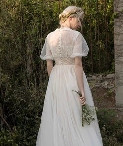 The Alene Bohemian Puff Sleeves Wedding Gown - WeddingConfetti