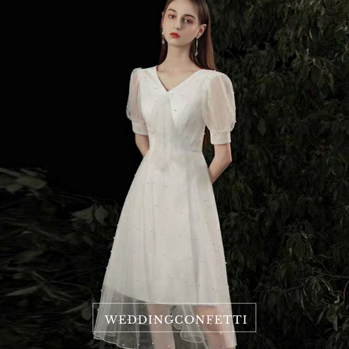 The Ross Wedding Bridal Short Sleeve White Dress - WeddingConfetti