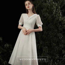 Load image into Gallery viewer, The Franca Wedding Bridal Short Sleeve White Dress - WeddingConfetti