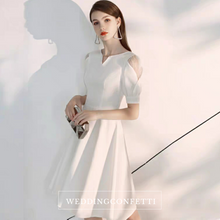 Load image into Gallery viewer, The Brooklyn White Short Sleeves Dress - WeddingConfetti