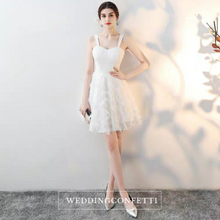 Load image into Gallery viewer, The Abby White / Black Feathered White Dress (Available in 3 Different Lengths)